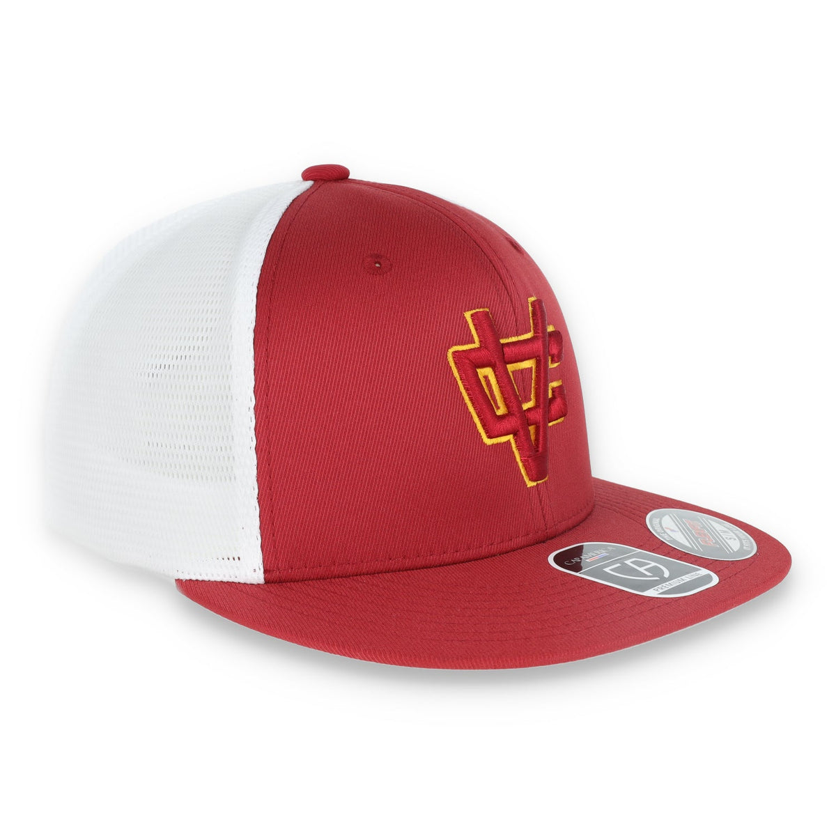 Flexfit® Vintage Crushers Performance Trucker Mesh Back Cap-Cardinal/White product image 3, provided for visual reference