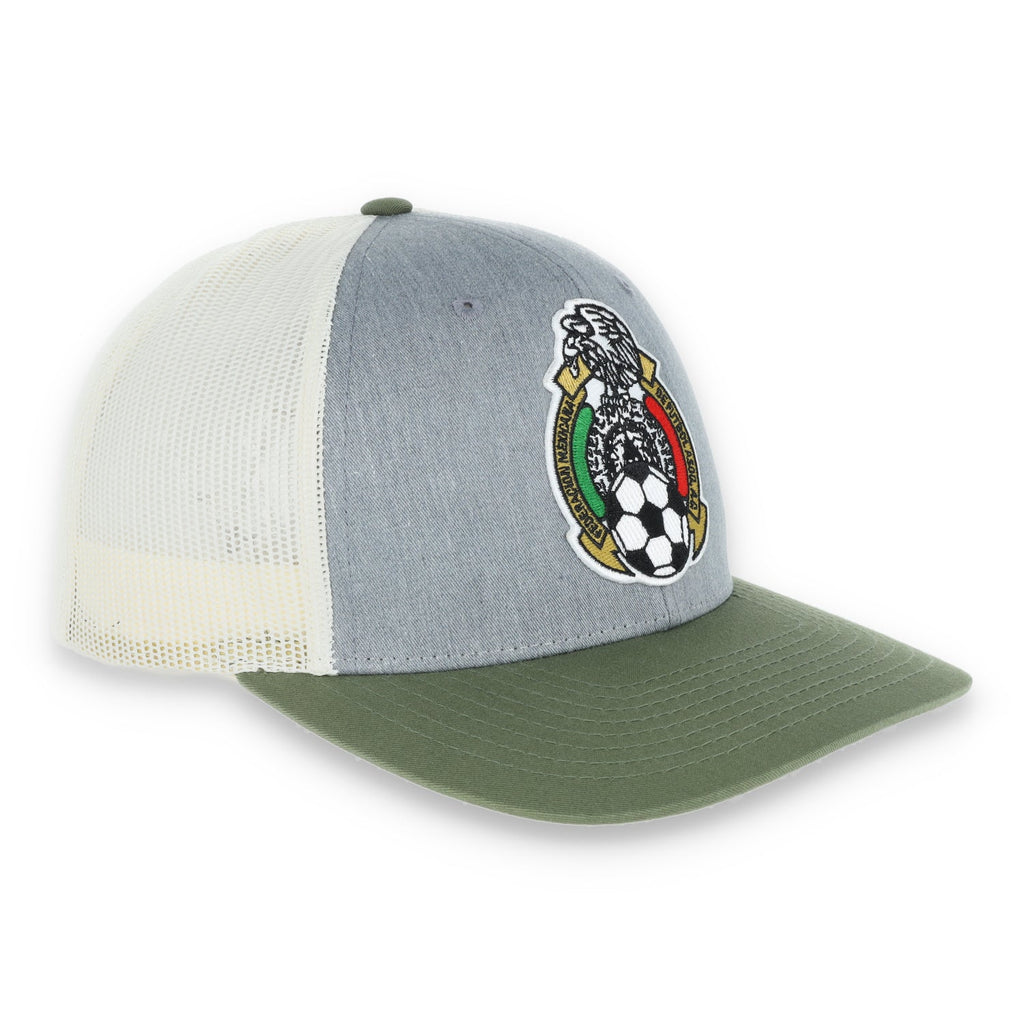 Mexico Low Pro Trucker Cap- Heather Grey/Birch/Army product image 3, provided for visual reference and product detail review