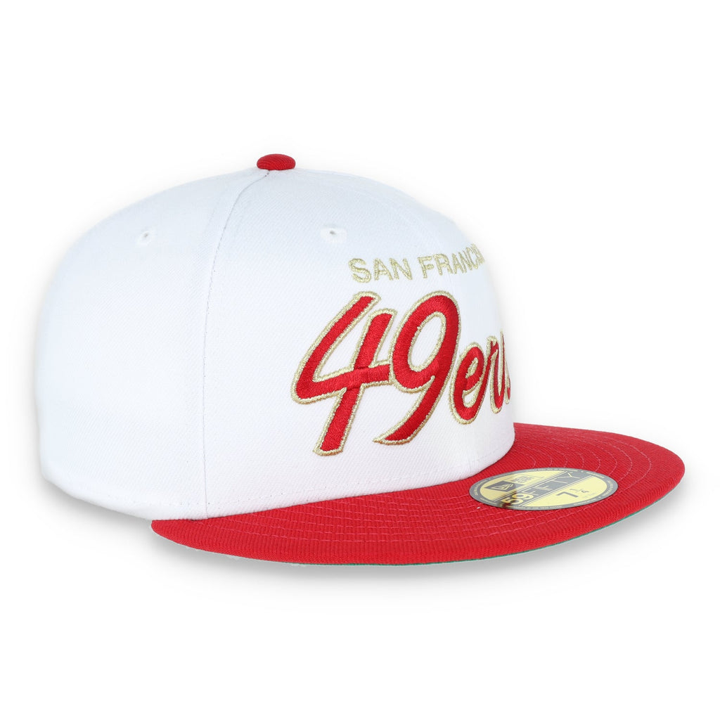 New Era San Francisco 49Ers 59Fifty Fitted Script Hat-White/Gold/Red product image 3, provided for visual reference and