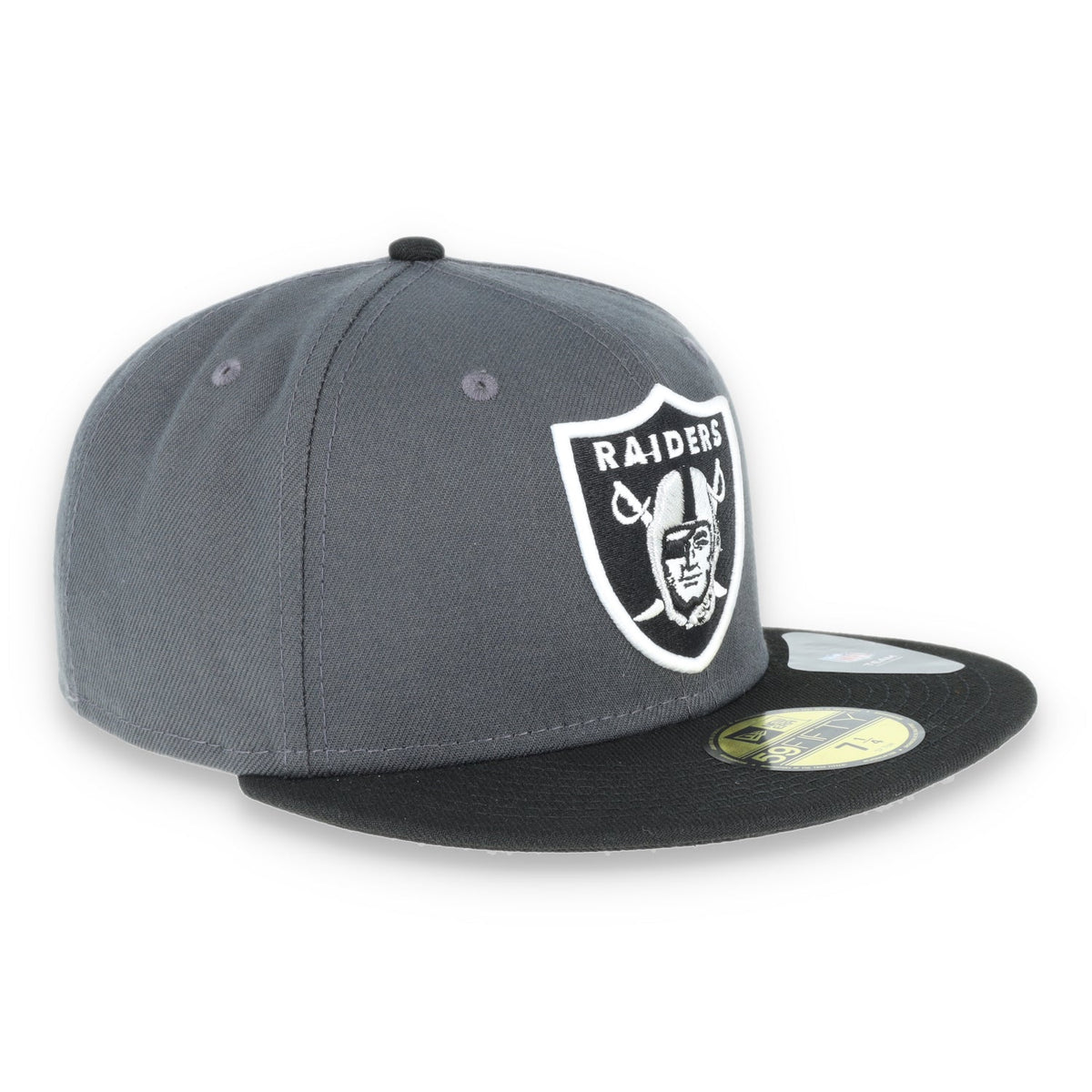Las Vegas Raiders New Era 59Fifty Fitted Shield Logo -Black/Grey product image 1, provided for visual reference and product