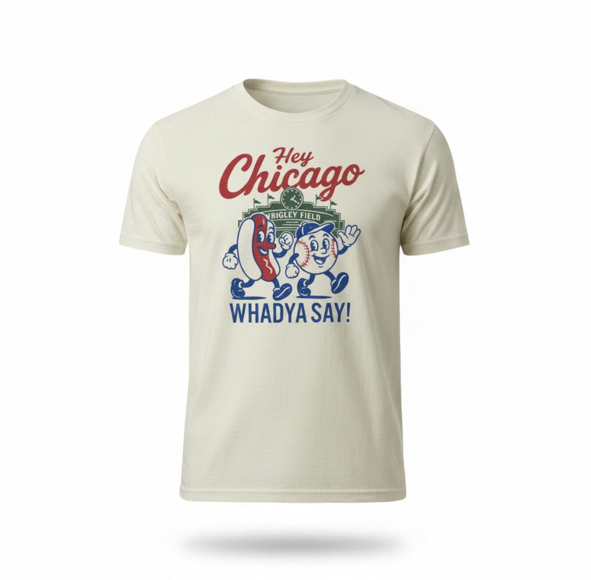 Wrigley Field Natural Hot Dog Baseball T-Shirt product image 1, provided for visual reference and product detail review