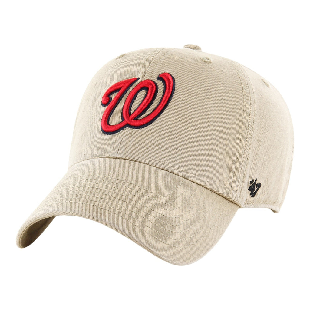 Washington Nationals '47 Clean Up Khaki Adjustable Hat product image 1, provided for visual reference and product detail