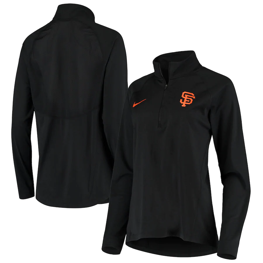 Nike Women San Francisco Giants Mesh Back Performance Quarter-Zip Jacket-Black product image 2, provided for visual