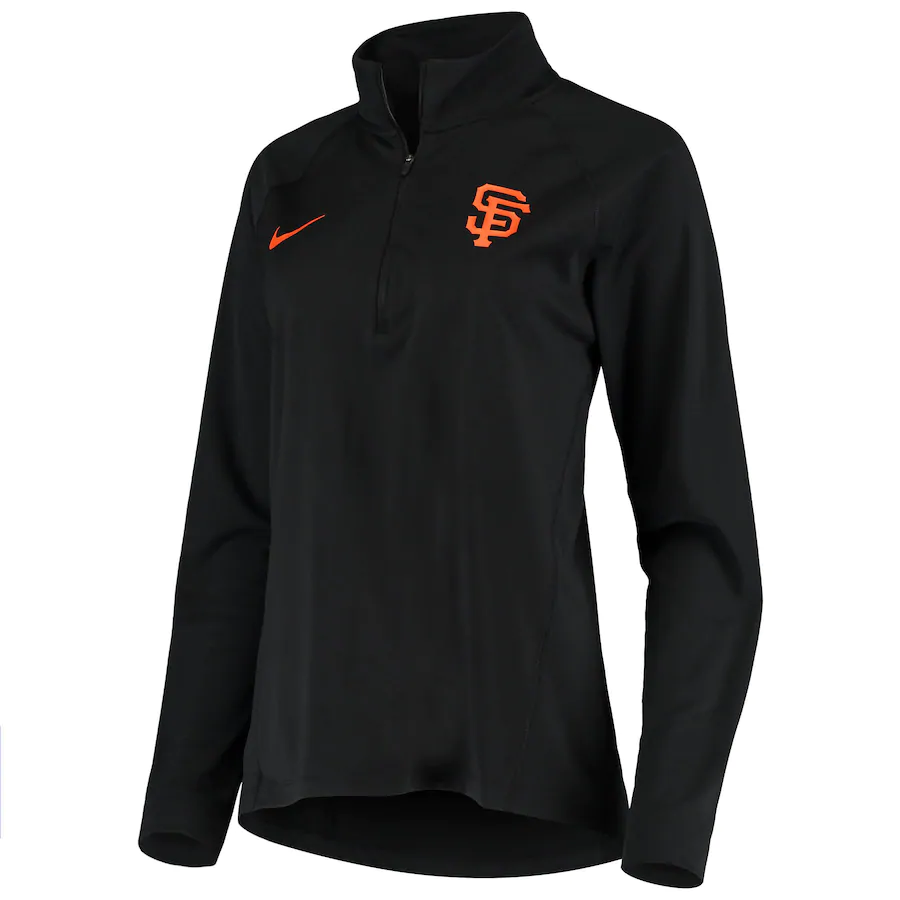 Nike Women San Francisco Giants Mesh Back Performance Quarter-Zip Jacket-Black product image 1, provided for visual