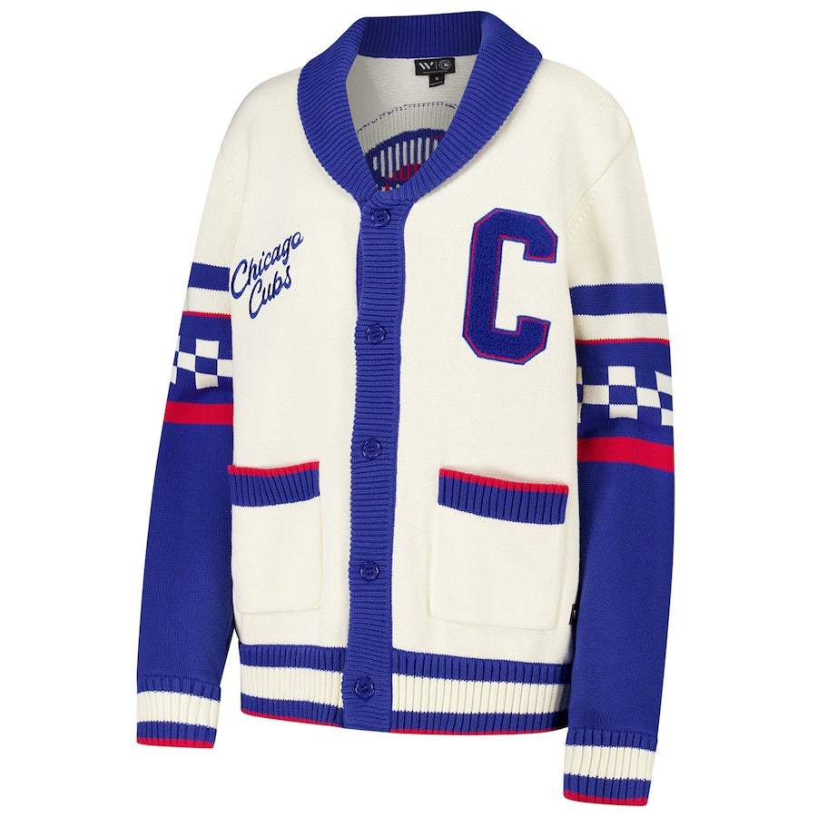 The Wild Collective Cream Chicago Cubs Jacquard Full-Button Sweater for Women product image 2, provided for visual reference