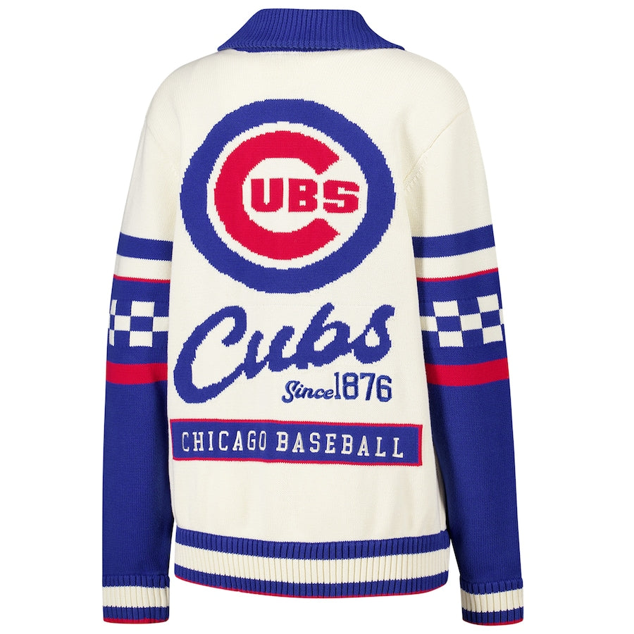 The Wild Collective Cream Chicago Cubs Jacquard Full-Button Sweater for Women product image 3, provided for visual reference