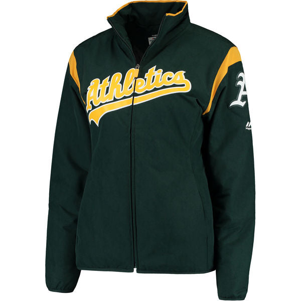 Majestic Women Oakland A's On-field Therma Base Full-zip Jacket product image 1, provided for visual reference and product