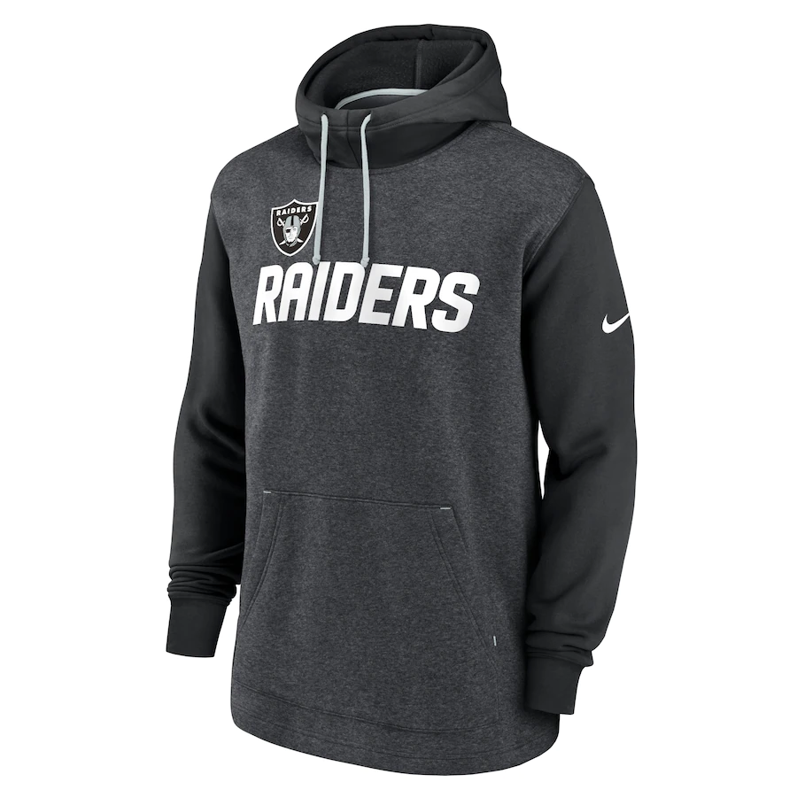 Nike Men Las Vegas Raiders Surrey Legacy Pullover Hoodie - Heathered Charcoal/Black product image 1, provided for visual