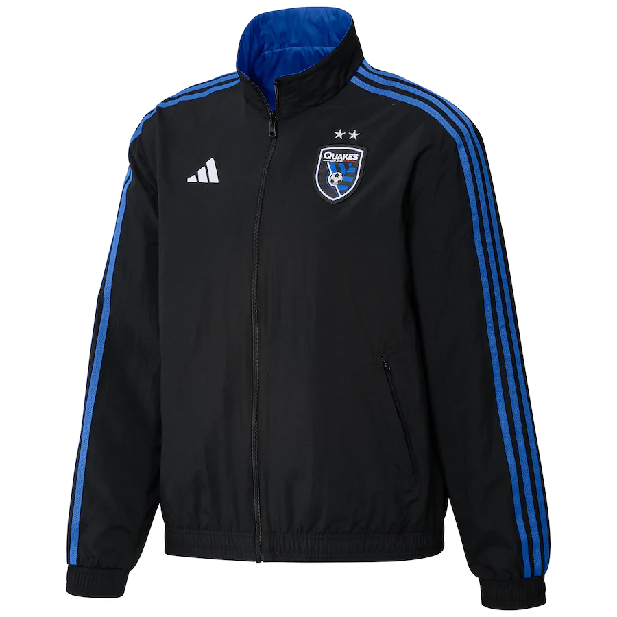Adidas San Jose Earthquakes Reversible Anthem Jacket product image 1, provided for visual reference and product detail review