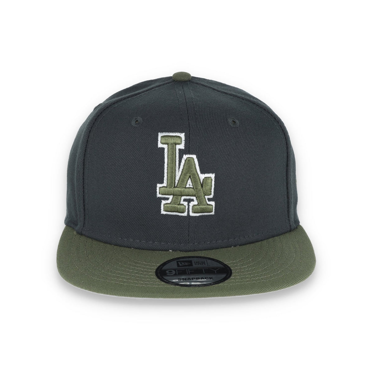 New Era Los Angeles Dodgers 2-Tone Color Pack 9FIFTY Snapback Hat- Grey/Olive product image 2, provided for visual reference