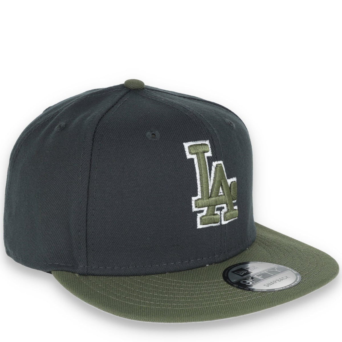 New Era Los Angeles Dodgers 2-Tone Color Pack 9FIFTY Snapback Hat- Grey/Olive product image 1, provided for visual reference