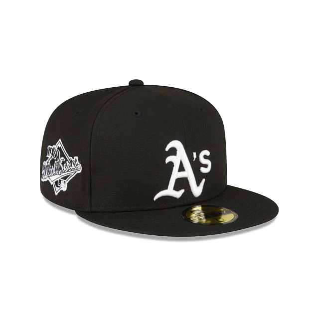 New Era Oakland Athletics 1989 World Series Side Patch 59Fifty Fitted-Black/White product image 1, provided for visual