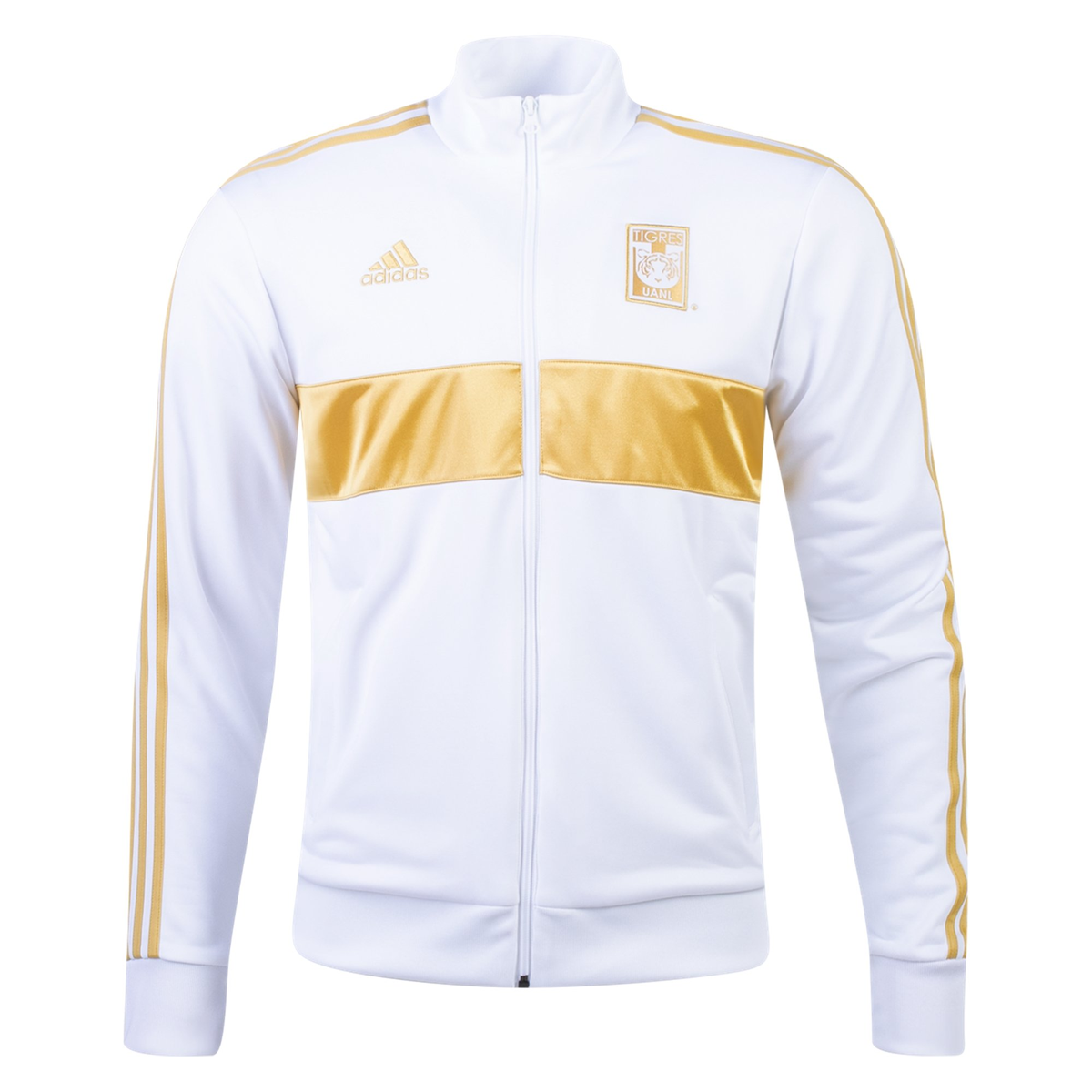 Adidas Tigres 3 Stripes Track Jacket-White/Gold product image 1, provided for visual reference and product detail review