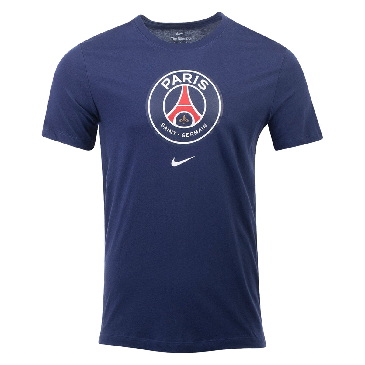 Nike Men Paris Saint-Germain Crest Soccer T-Shirt-Navy product image 1, provided for visual reference and product detail