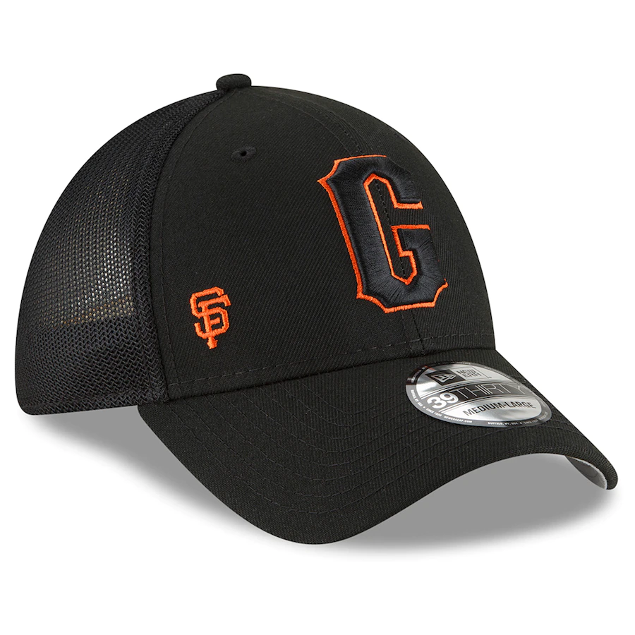 New Era San Francisco Giants 2022 Batting Practice 39THIRTY Flex Hat - Black product image 3, provided for visual reference