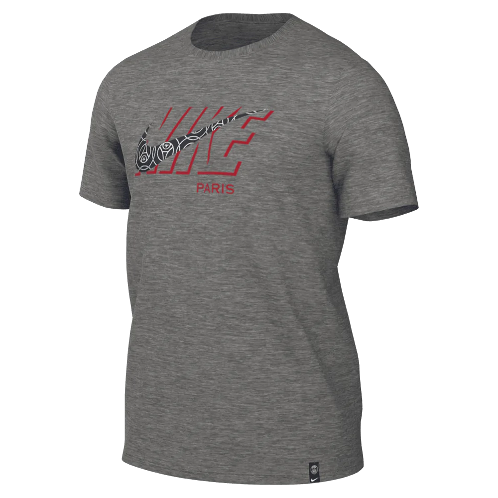 Nike Men Paris Saint-Germain Swoosh Soccer T-Shirt-Grey product image 1, provided for visual reference and product detail