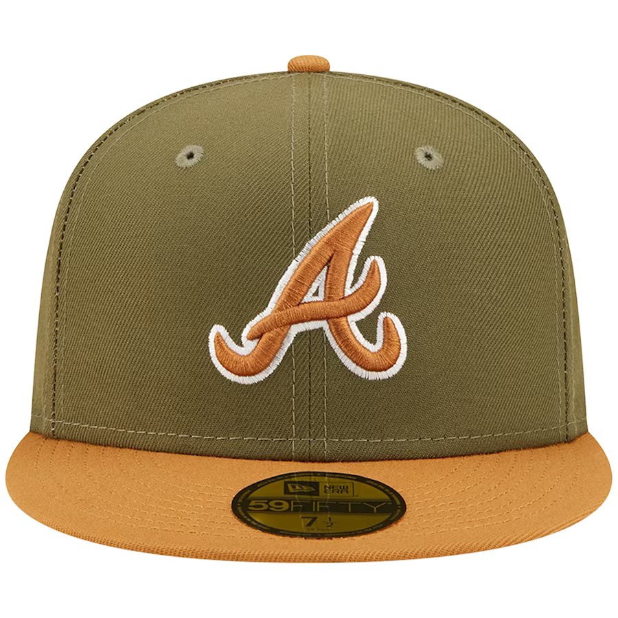New Era Atlanta Braves Two-Tone Color Pack 59FIFTY Fitted Hat-Olive/Brown product image 3, provided for visual reference and