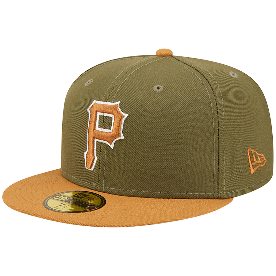 New Era Pittsburgh Pirates New Era Two-Tone Color Pack 59FIFTY Fitted Hat- Olive/Brown product image 2, provided for visual