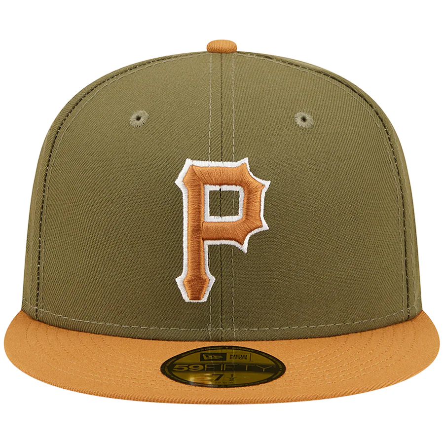 New Era Pittsburgh Pirates New Era Two-Tone Color Pack 59FIFTY Fitted Hat- Olive/Brown product image 3, provided for visual