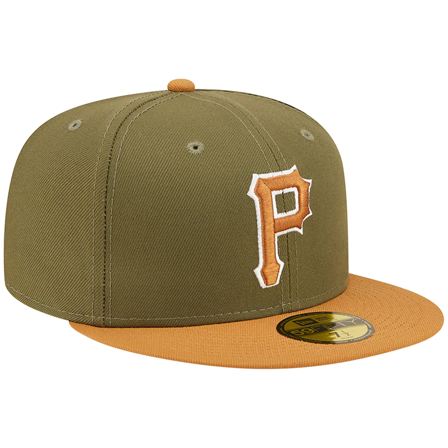 New Era Pittsburgh Pirates New Era Two-Tone Color Pack 59FIFTY Fitted Hat- Olive/Brown product image 1, provided for visual