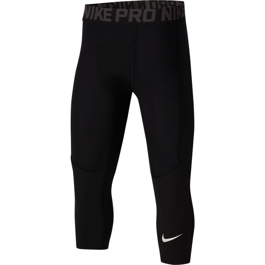 Nike Pro Big Kids' 3/4-Length Black Tights product image 2, provided for visual reference and product detail review