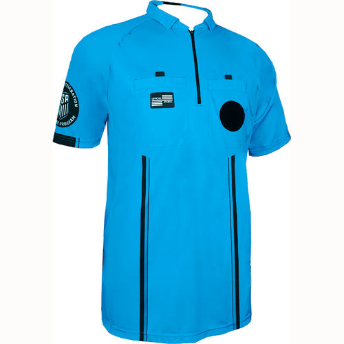 Official Sports Men USSF Pro Referee Jersey S/S-Blue product image 1, provided for visual reference and product detail review