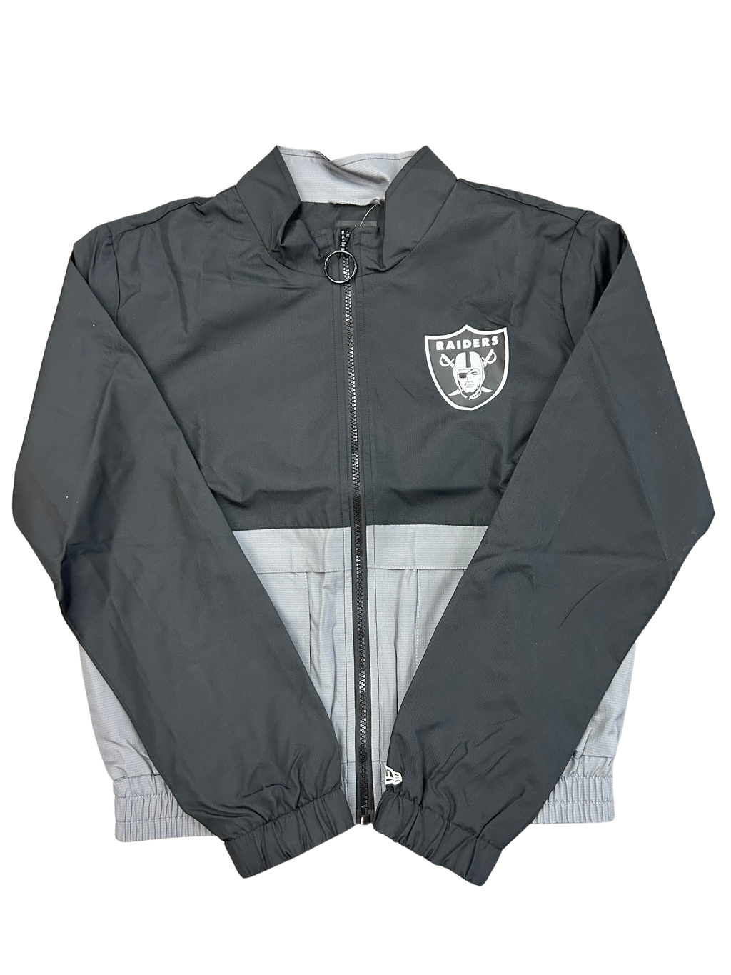 New Era Women Las Vegas Raiders Cropped Jacket-Black/Gray product image 1, provided for visual reference and product detail