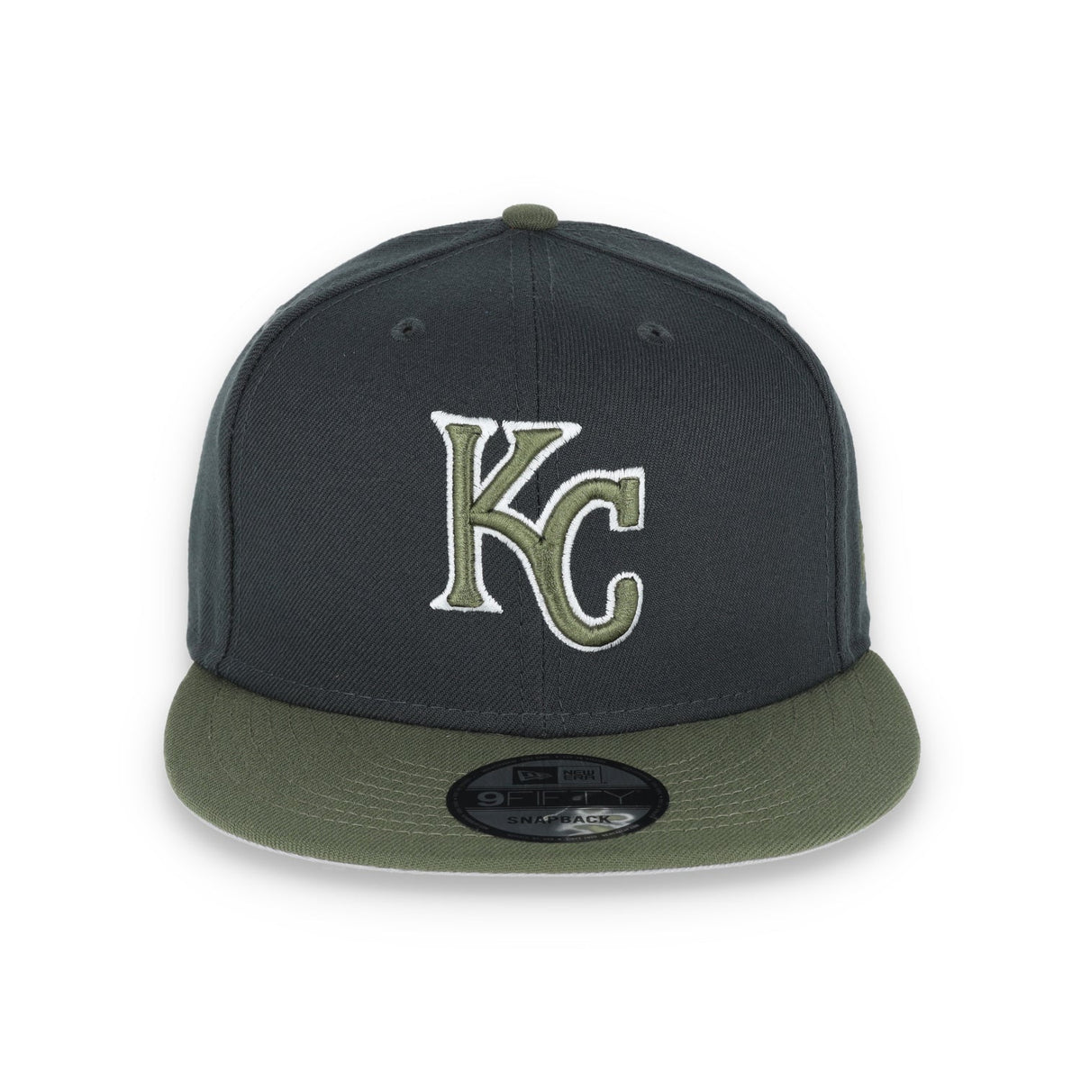 New Era Kansas Royals 2-Tone Color Pack 9Fifty Snapback Hat- Grey/Olive product image 2, provided for visual reference and