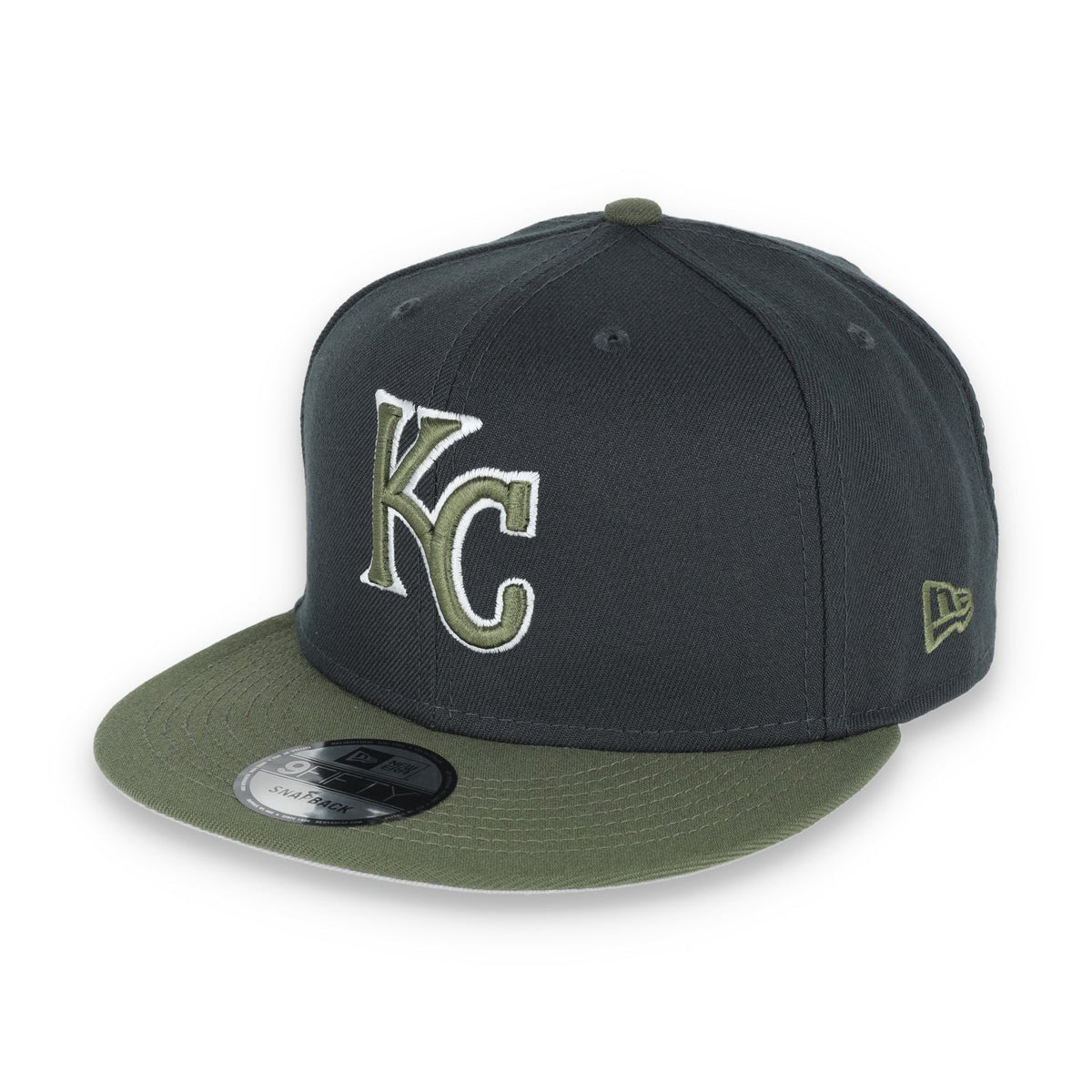 New Era Kansas Royals 2-Tone Color Pack 9Fifty Snapback Hat- Grey/Olive product image 3, provided for visual reference and