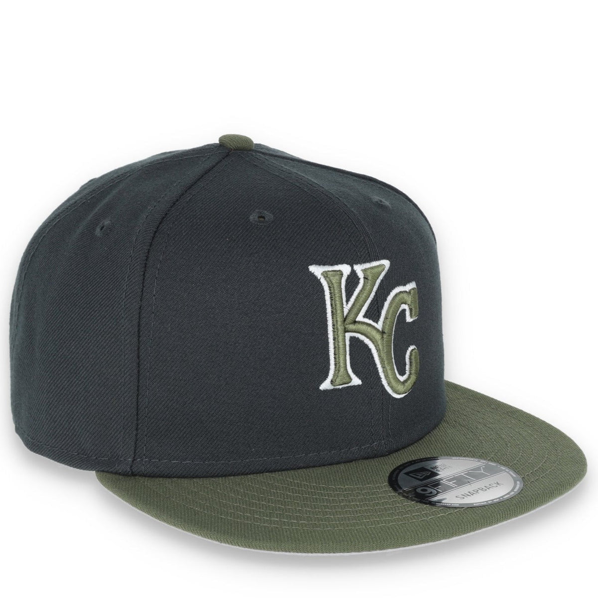 New Era Kansas Royals 2-Tone Color Pack 9Fifty Snapback Hat- Grey/Olive product image 1, provided for visual reference and