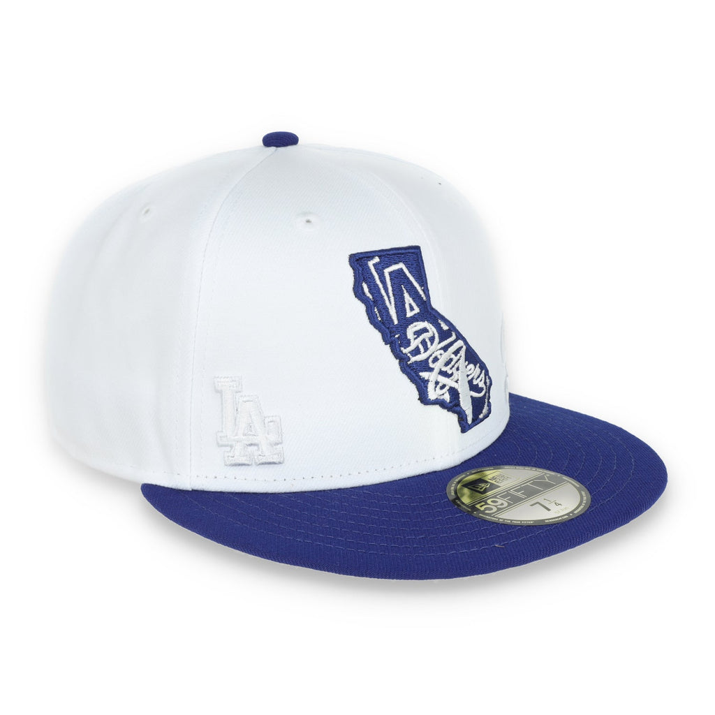 New Era Los Angeles Dodgers State View E1 59FIFTY-White/Blue product image 1, provided for visual reference and product