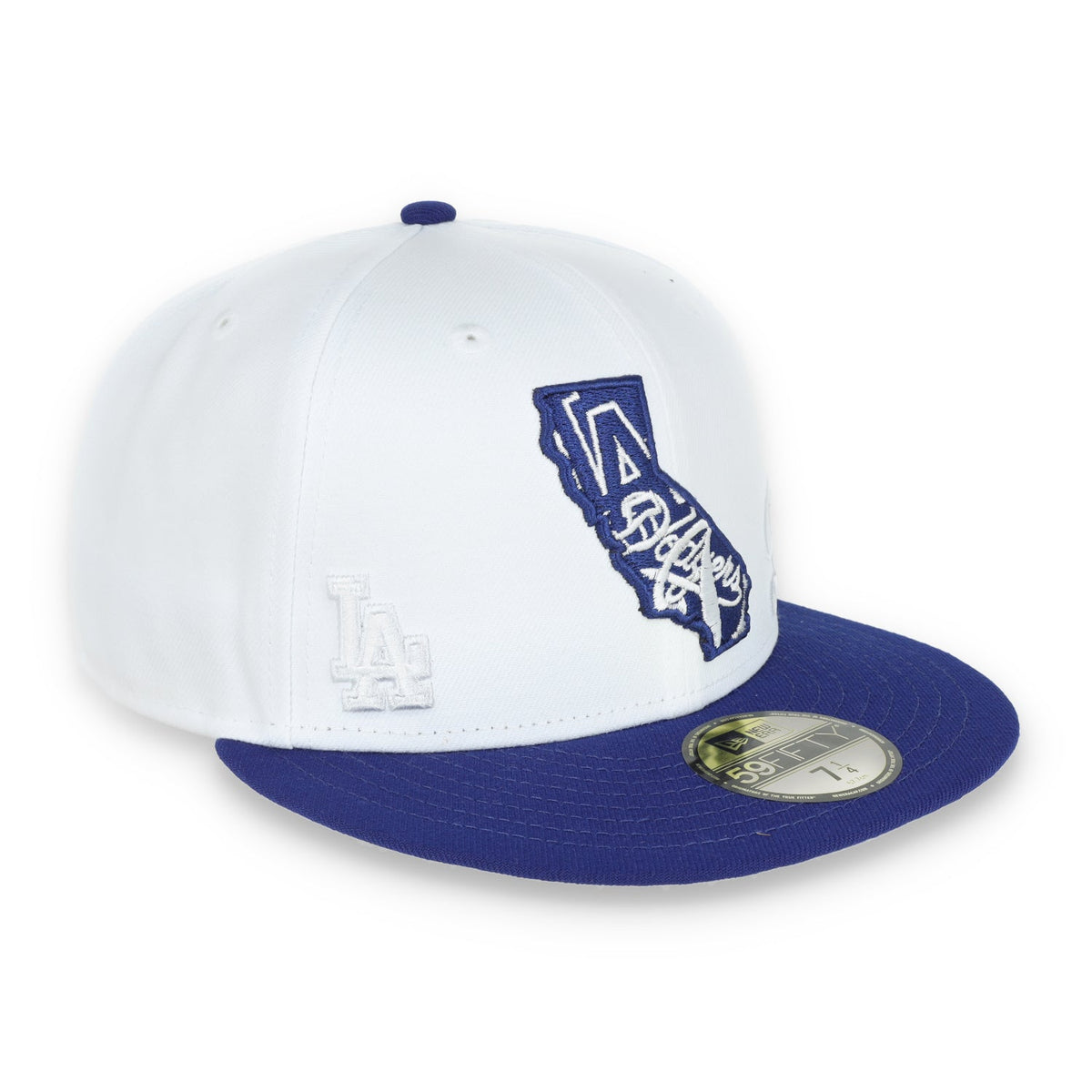 New Era Los Angeles Dodgers State View E1 59FIFTY-White/Blue product image 1, provided for visual reference and product