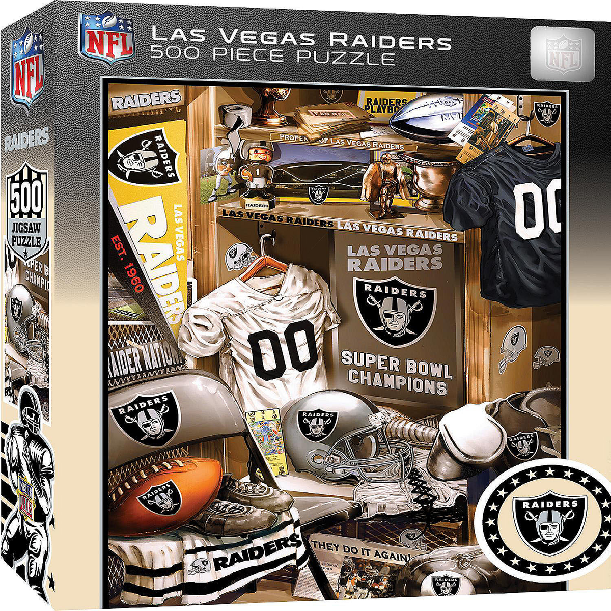 MasterPieces Las Vegas Raiders Locker Room 500 Piece product image 1, provided for visual reference and product detail review