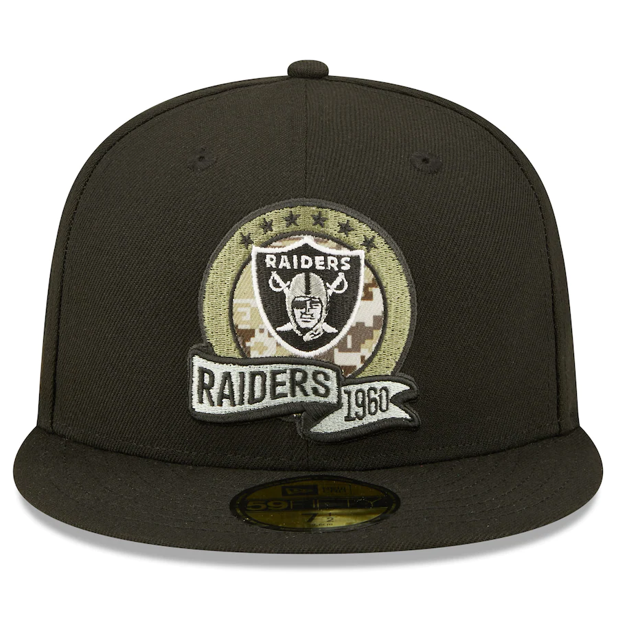 New Era Las Vegas Raiders Salute To Service 59FIFTY Fitted Hat 2022 product image 2, provided for visual reference and