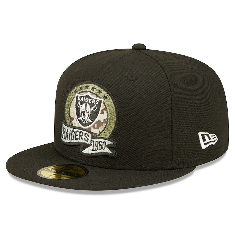 New Era Las Vegas Raiders Salute To Service 59FIFTY Fitted Hat 2022 product image 3, provided for visual reference and