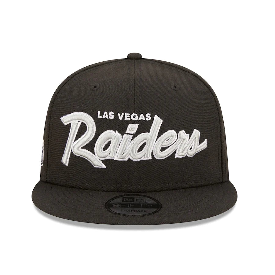 New Era Youth Las Vegas Raiders Script 9FIFTY Snapback Hat - Black product image 2, provided for visual reference and