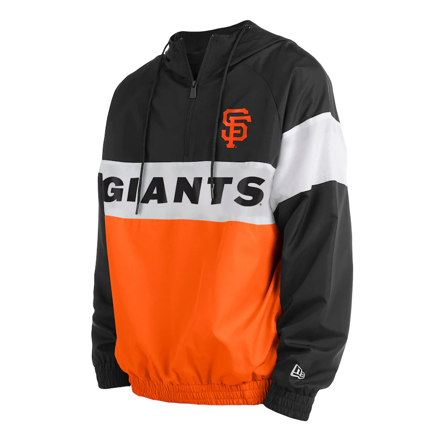 New Era Men San Francisco Giants Raglan Quarter Zip Hoodie-Orange product image 1, provided for visual reference and product