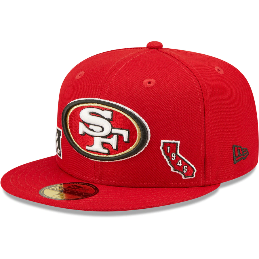 New Era San Francisco 49ers Identity 59Fifty Fitted Hat-Red product image 3, provided for visual reference and product