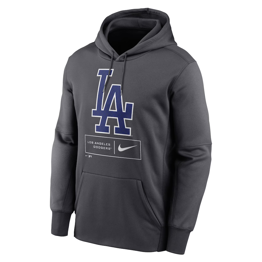 Nike Men Anthracite Los Angeles Dodgers Pattern Logo Performance Pullover Hoodie product image 1, provided for visual