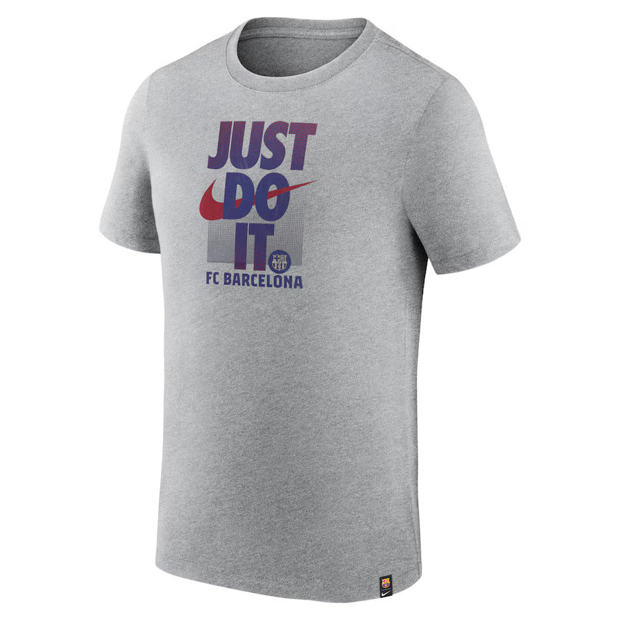 Nike FC Barcelona Just Do It T-Shirt-Heather Grey product image 1, provided for visual reference and product detail review