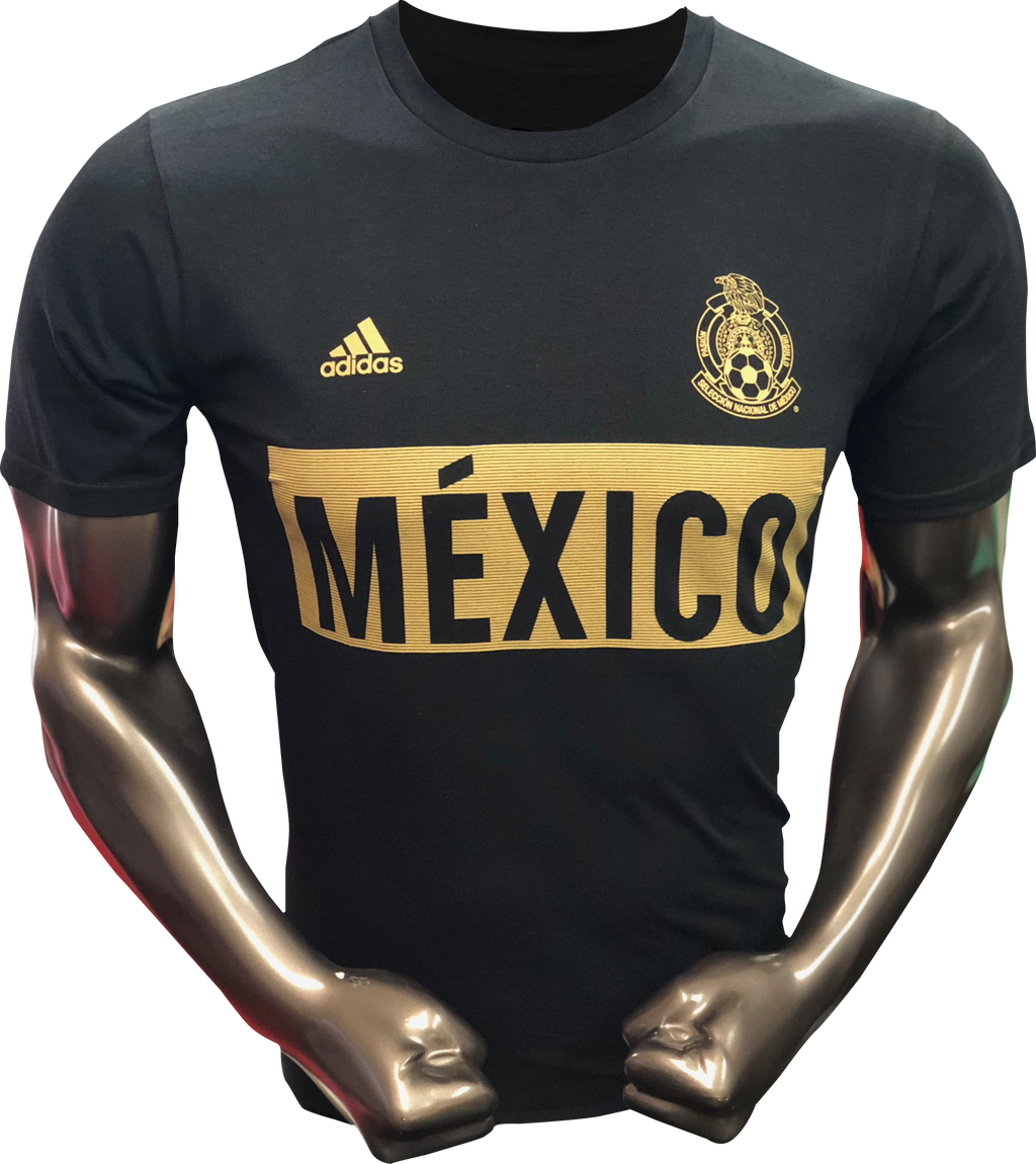 Adidas Mexico Stripes Bar T-Shirt-Black/Gold product image 4, provided for visual reference and product detail review