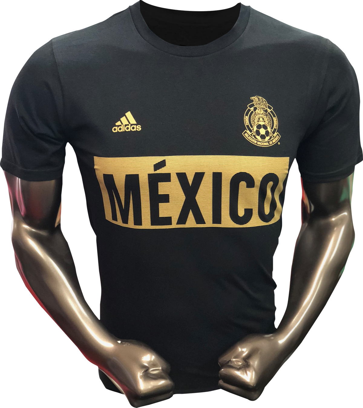 Adidas Mexico Stripes Bar T-Shirt-Black/Gold product image 4, provided for visual reference and product detail review