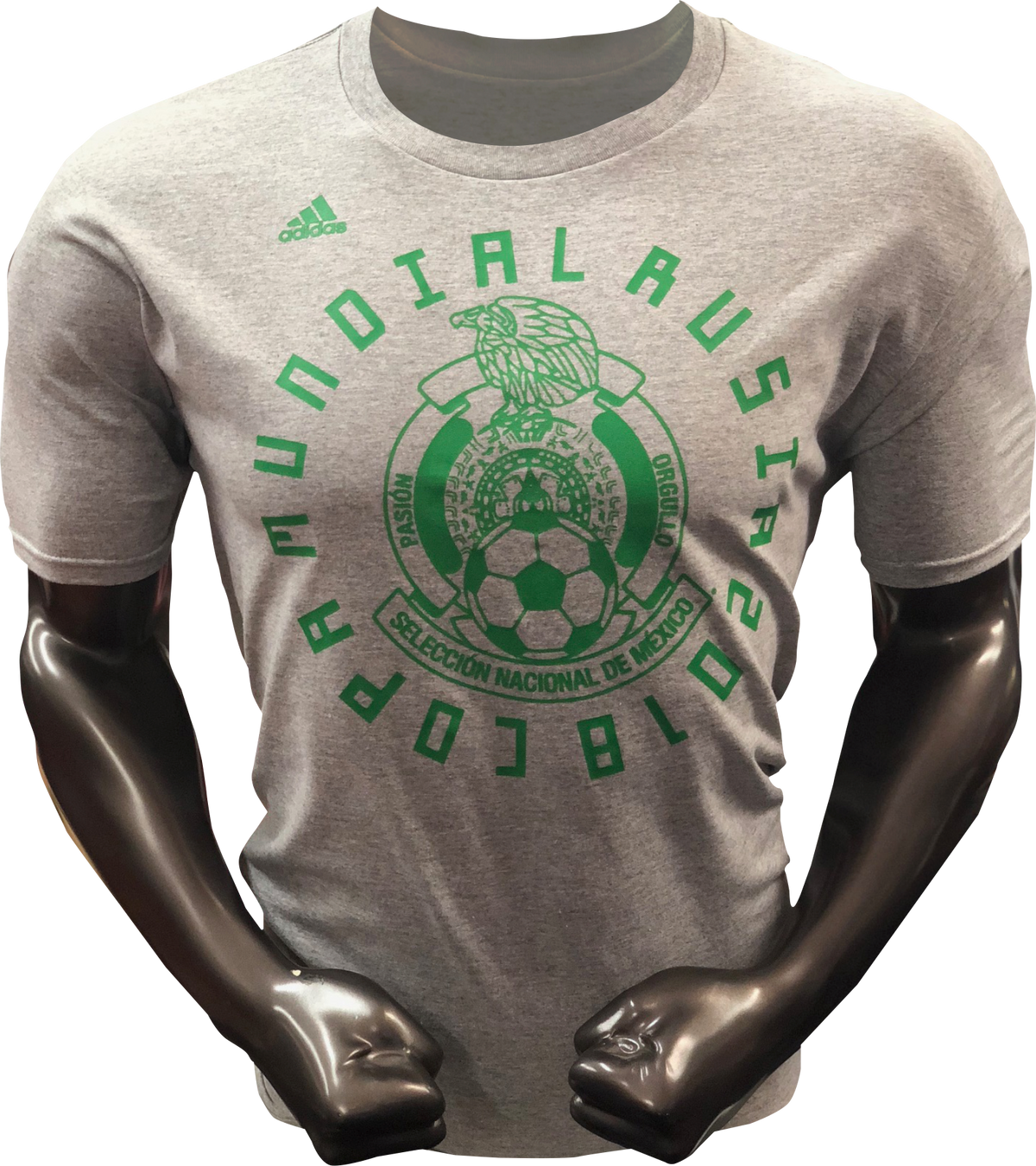 Adidas Mexico Russia Mundial T-Shirt- Grey/Green product image 1, provided for visual reference and product detail review