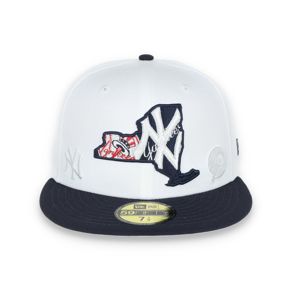 New Era New York Yankees State View E1 59FIFTY-White/Navy product image 2, provided for visual reference and product detail