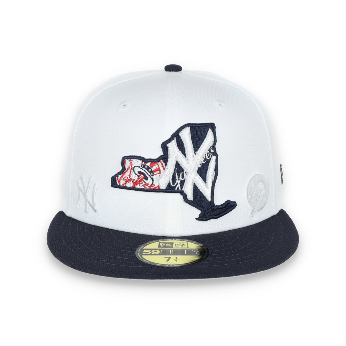 New Era New York Yankees State View E1 59FIFTY-White/Navy product image 2, provided for visual reference and product detail