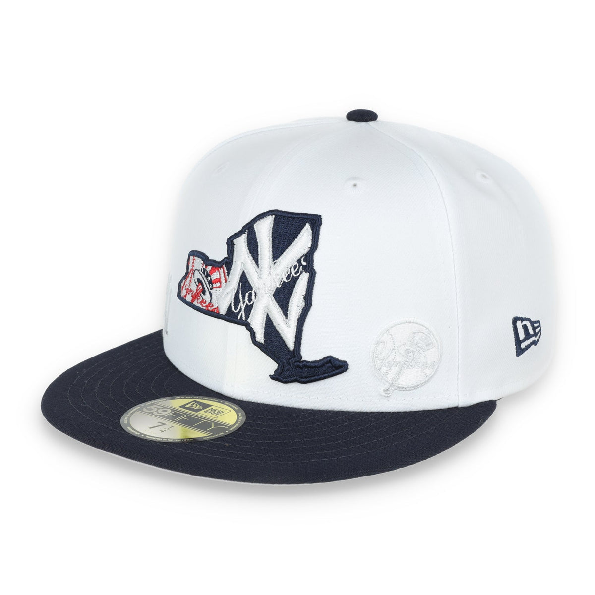 New Era New York Yankees State View E1 59FIFTY-White/Navy product image 3, provided for visual reference and product detail