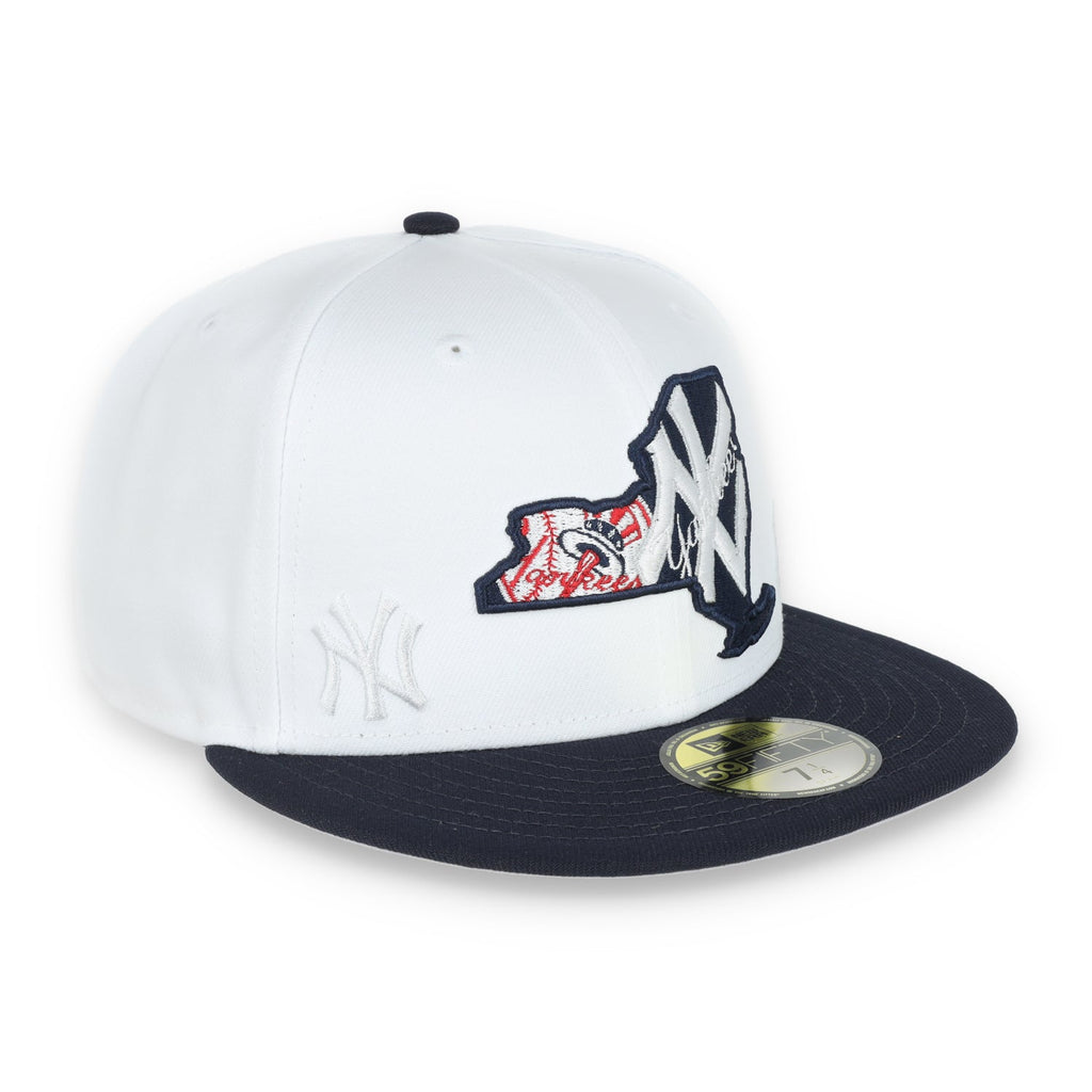 New Era New York Yankees State View E1 59FIFTY-White/Navy product image 1, provided for visual reference and product detail