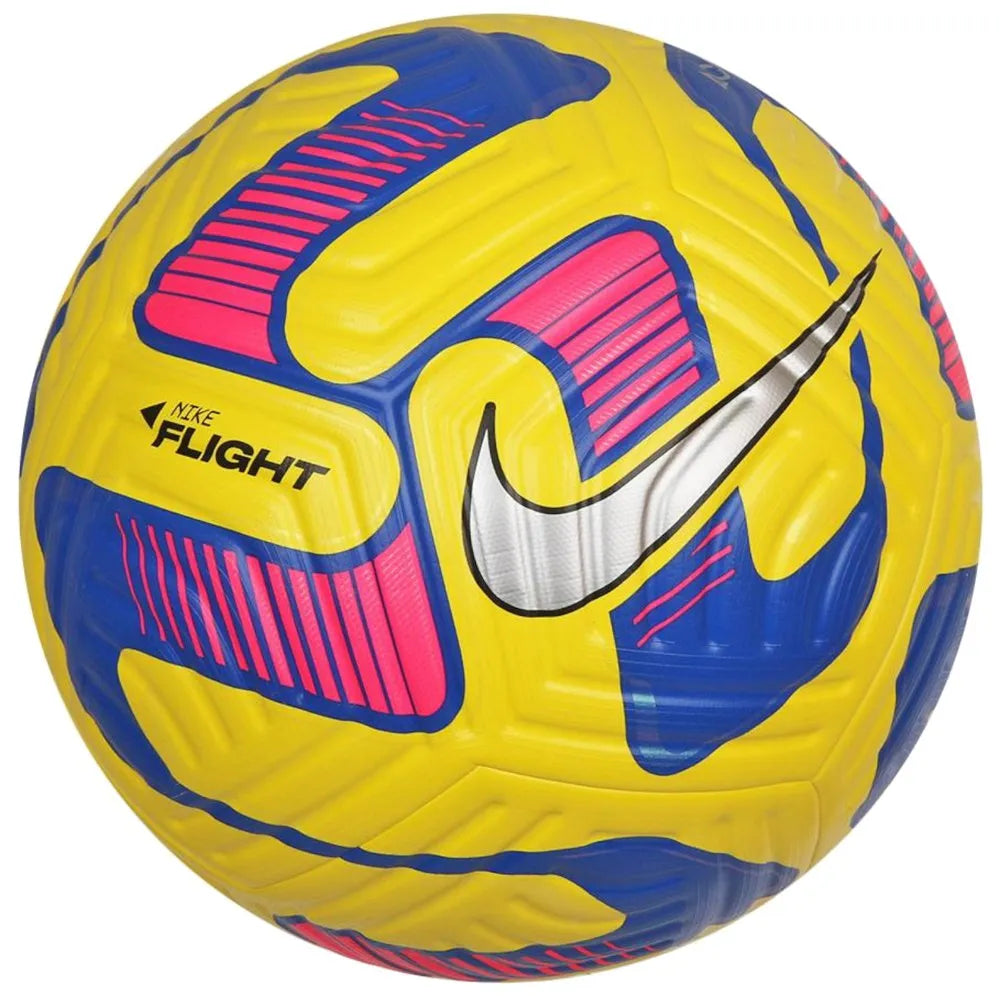 Nike Flight Soccer Ball-YELLOW/OLD ROYAL/METALLIC SILVER product image 1, provided for visual reference and product detail