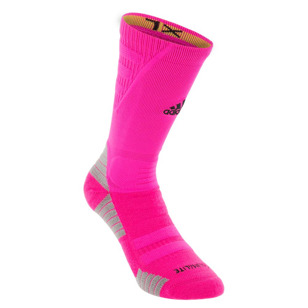Adidas Alphaskin Crew Socks- Hot Pink product image 1, provided for visual reference and product detail review
