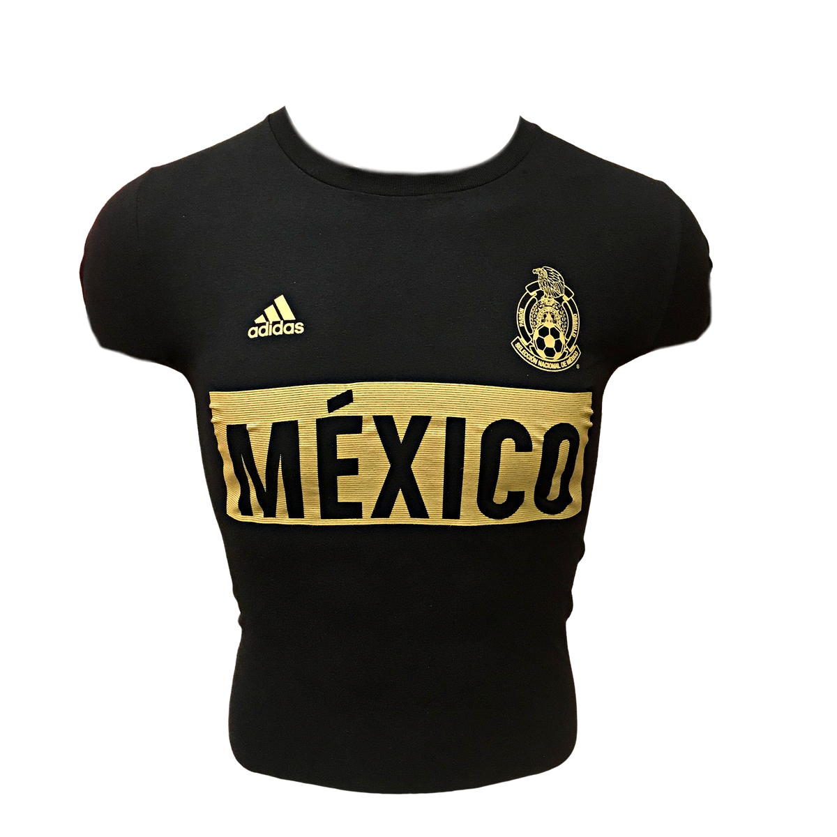 Adidas Mexico Stripes Bar T-Shirt-Black/Gold product image 1, provided for visual reference and product detail review